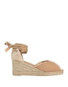 CASTAÃ±ER CASTAÑER WOMAN ESPADRILLES CAMEL SIZE 7.5 TEXTILE FIBERS