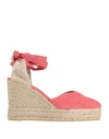 Castaã±er Castañer Woman Espadrilles Coral Size 7.5 Textile Fibers In Red