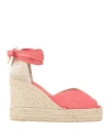 Castaã±er Castañer Woman Espadrilles Coral Size 6 Textile Fibers In Red