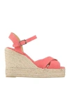 Castaã±er Castañer Woman Espadrilles Coral Size 7.5 Textile Fibers In Red