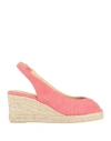 Castaã±er Castañer Woman Espadrilles Coral Size 7.5 Textile Fibers In Red