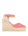 Castaã±er Castañer Woman Espadrilles Coral Size 7.5 Textile Fibers In Red