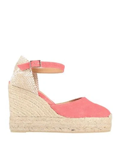 Castaã±er Castañer Woman Espadrilles Coral Size 7.5 Textile Fibers In Red