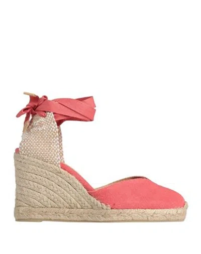 Castaã±er Castañer Woman Espadrilles Coral Size 6.5 Textile Fibers In Red
