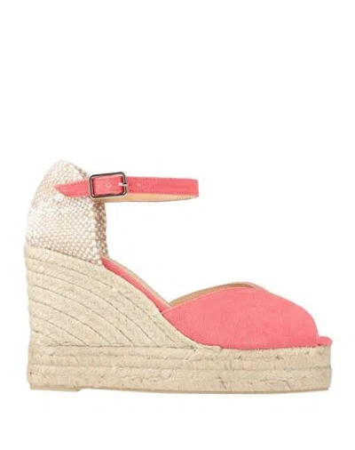 Castaã±er Castañer Woman Espadrilles Coral Size 7.5 Textile Fibers In Red