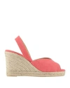 Castaã±er Castañer Woman Espadrilles Coral Size 7.5 Textile Fibers In Red