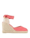 Castaã±er Castañer Woman Espadrilles Coral Size 7.5 Textile Fibers In Red