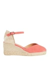 Castaã±er Castañer Woman Espadrilles Coral Size 6.5 Textile Fibers In Red