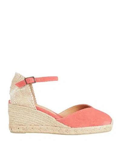 Castaã±er Castañer Woman Espadrilles Coral Size 6.5 Textile Fibers In Red