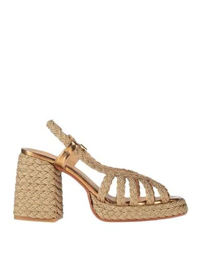 Castaã±er Castañer Woman Espadrilles Gold Size 7.5 Textile Fibers