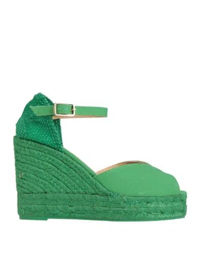 Castaã±er Castañer Woman Espadrilles Green Size 7.5 Textile Fibers