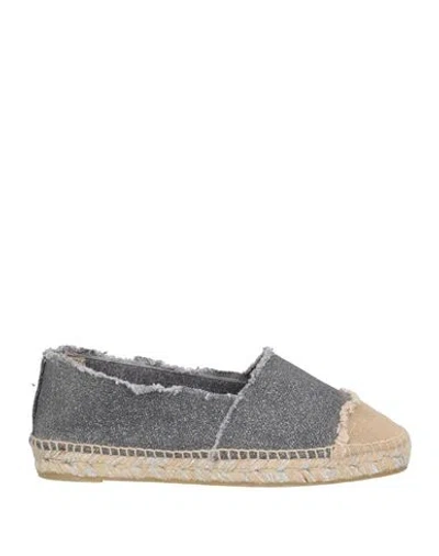 CASTAÃ±ER CASTAÑER WOMAN ESPADRILLES GREY SIZE 7.5 TEXTILE FIBERS