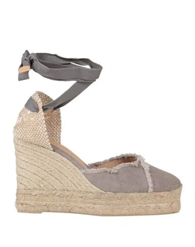 Castaã±er Castañer Woman Espadrilles Grey Size 7.5 Textile Fibers