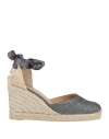 Castaã±er Castaner Lurex Carina Wedge Espadrilles In Grey