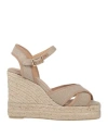 Castaã±er Crossover-strap Wedge Espadrilles In Beige
