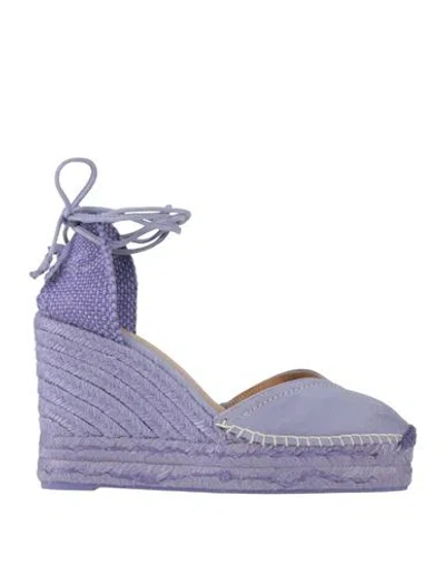 Castaã±er Castañer Woman Espadrilles Mauve Size 7.5 Leather, Textile Fibers In Purple
