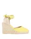 Castaã±er Carina Yellow Wedge Espadrilles In Green