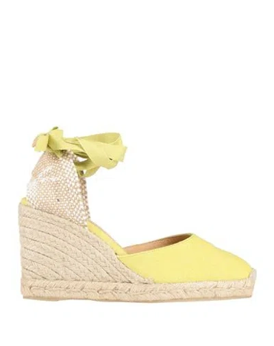 CASTAÃ±ER CASTAÑER WOMAN ESPADRILLES LIME GREEN SIZE 7.5 TEXTILE FIBERS