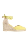 Castaã±er Carina Yellow Wedge Espadrilles In Green