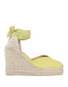 Castaã±er Carina Yellow Wedge Espadrilles In Green