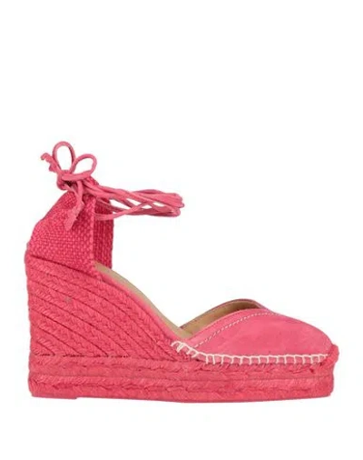 Castaã±er Castañer Woman Espadrilles Magenta Size 6 Leather, Textile Fibers In Magenta