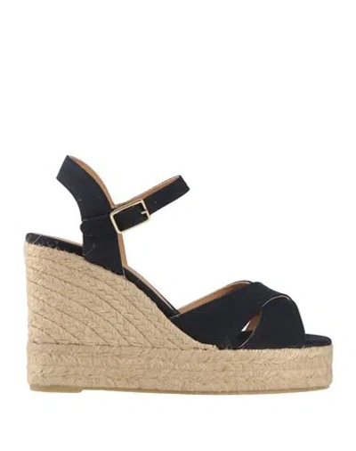 Castaã±er Castañer Woman Espadrilles Midnight Blue Size 7.5 Textile Fibers In Blue