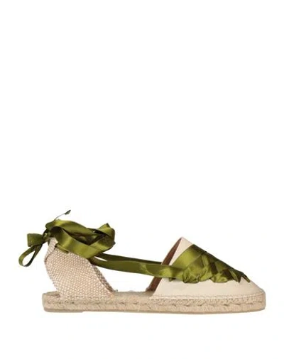 Castaã±er Castañer Woman Espadrilles Military Green Size 10 Textile Fibers In Green