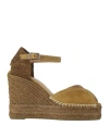 Castaã±er Castañer Woman Espadrilles Military Green Size 7.5 Leather, Textile Fibers In Green