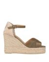 Castaã±er Castañer Woman Espadrilles Military Green Size 7.5 Leather, Textile Fibers
