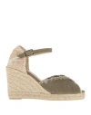 Castaã±er Castañer Woman Espadrilles Military Green Size 7.5 Textile Fibers