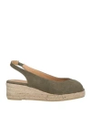 Castaã±er Castañer Woman Espadrilles Military Green Size 7.5 Textile Fibers In Green