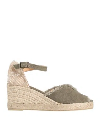 Castaã±er Castañer Woman Espadrilles Military Green Size 7.5 Textile Fibers