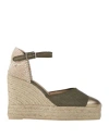 Castaã±er Castañer Woman Espadrilles Military Green Size 7.5 Textile Fibers In Green