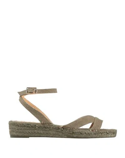 Castaã±er Castañer Woman Espadrilles Military Green Size 7.5 Textile Fibers