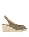 Castaã±er Castañer Woman Espadrilles Military Green Size 7.5 Textile Fibers
