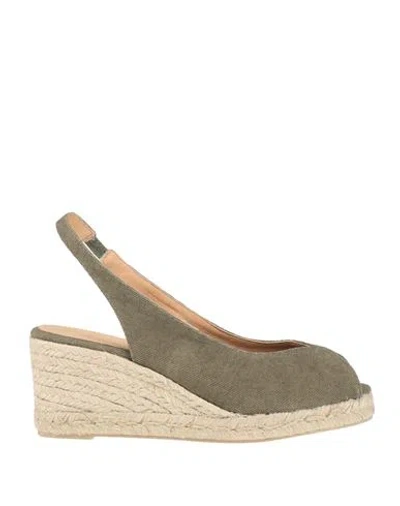 Castaã±er Castañer Woman Espadrilles Military Green Size 7.5 Textile Fibers
