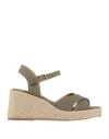Castaã±er Castañer Woman Espadrilles Military Green Size 7.5 Textile Fibers