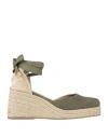 Castaã±er Castañer Woman Espadrilles Military Green Size 9 Textile Fibers