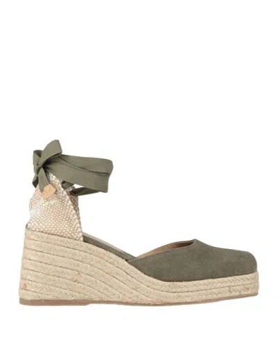 Castaã±er Castañer Woman Espadrilles Military Green Size 9 Textile Fibers In Green