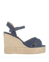 Castaã±er Blaudell Denim Wedge Espadrille Sandals In Blue