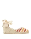 Castaã±er Castaner Womens Tan Comb Carina Crochet-pattern Woven Wedge Espadrilles In Off White