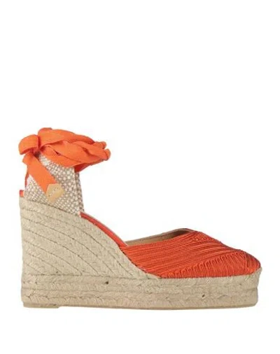 Castaã±er Castañer Woman Espadrilles Orange Size 6.5 Textile Fibers