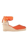 Castaã±er Castañer Woman Espadrilles Orange Size 7.5 Textile Fibers In Orange