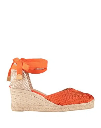 Castaã±er Castañer Woman Espadrilles Orange Size 7.5 Textile Fibers