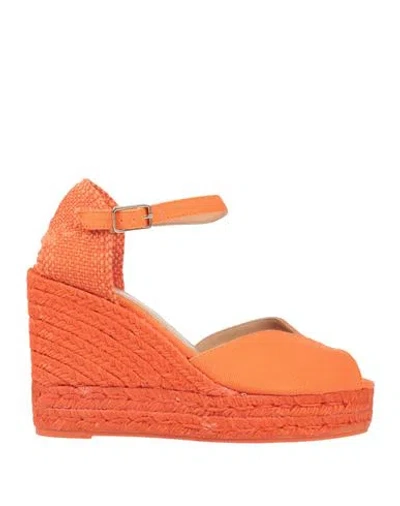 Castaã±er Castañer Woman Espadrilles Orange Size 7.5 Textile Fibers