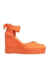 Castaã±er Castañer Woman Espadrilles Orange Size 5 Textile Fibers