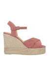 Castaã±er Castañer Woman Espadrilles Antique Rose Size 7.5 Leather In Pink