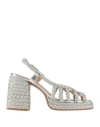 Castaã±er Castañer Woman Espadrilles Platinum Size 7.5 Textile Fibers In Grey
