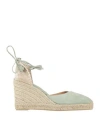 Castaã±er Castañer Woman Espadrilles Sage Green Size 7.5 Leather