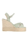Castaã±er Castañer Woman Espadrilles Sage Green Size 7.5 Leather